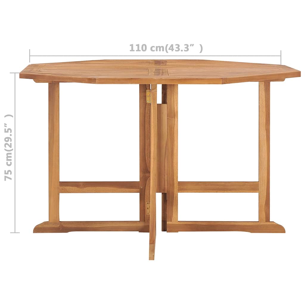 Tavolo da Giardino Pieghevole 110x110x75 cm in Massello di Teak