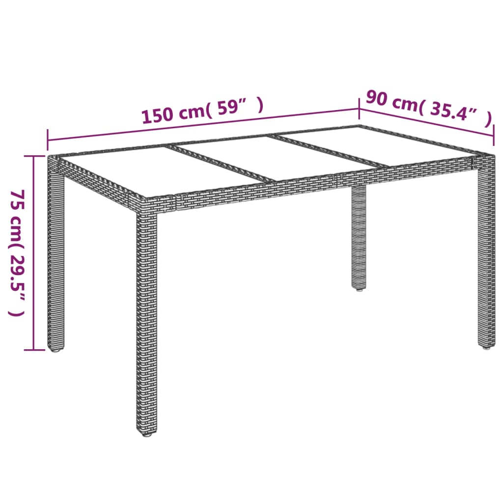 Set da Pranzo da Giardino 7 pz con Cuscini in Polyrattan Grigio
