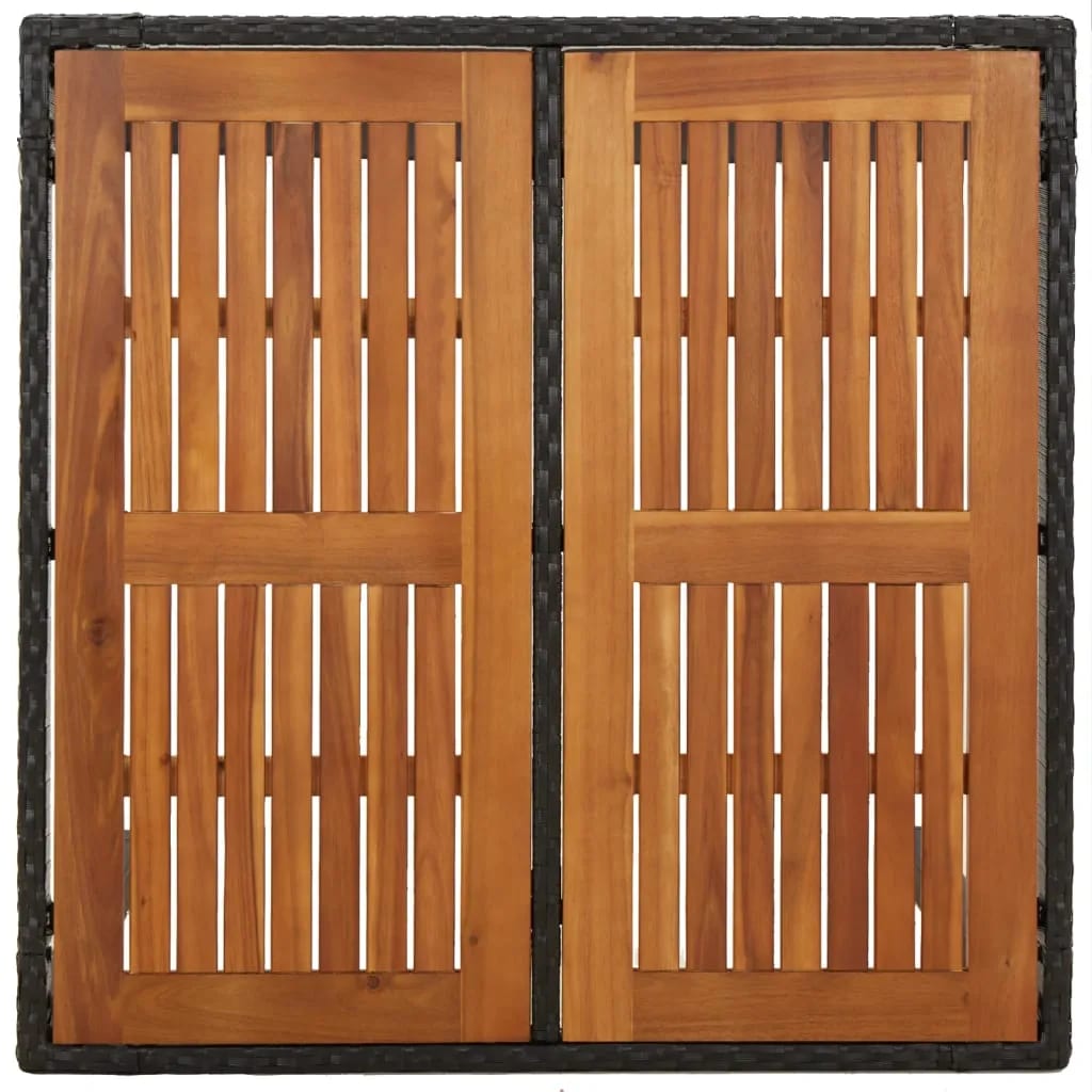 Set da Pranzo da Giardino 5 pz Nero con Cuscini in Polyrattan