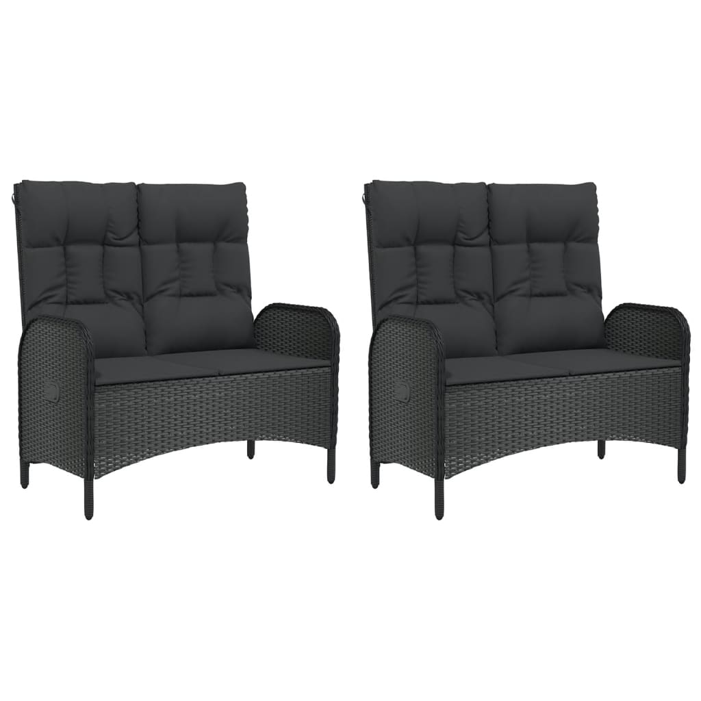 Set da Pranzo da Giardino 5 pz Nero con Cuscini in Polyrattan