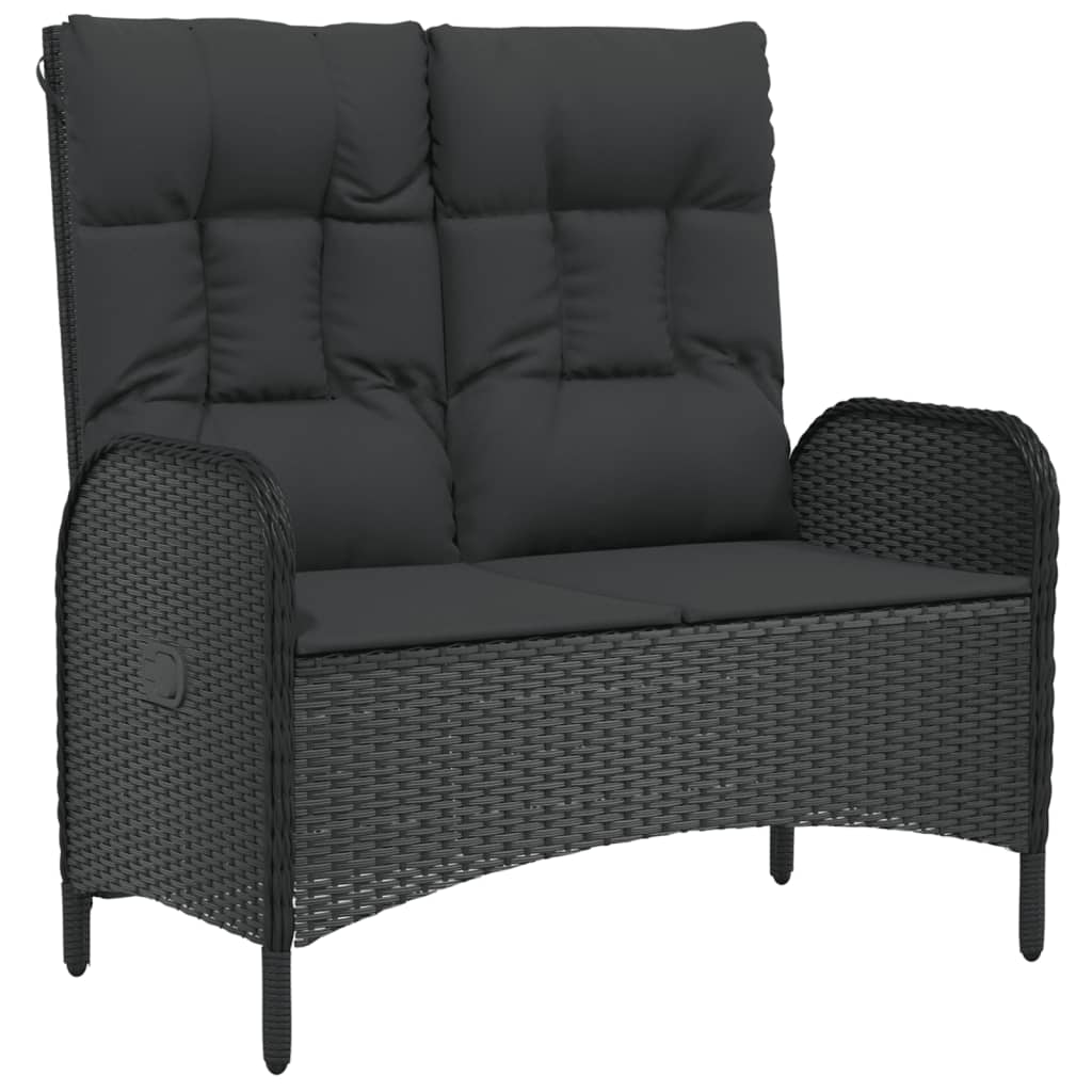 Set da Pranzo da Giardino 5 pz Nero con Cuscini in Polyrattan