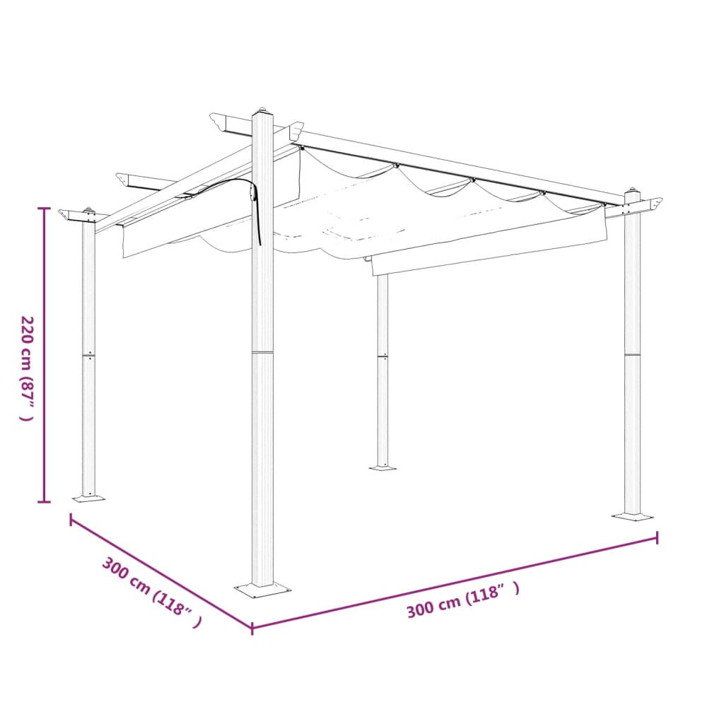Pergola da Giardino con Tetto Retrattile 3x3 m Antracite