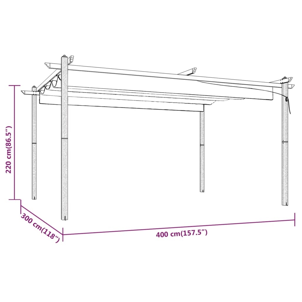 Pergola da Giardino con Tetto Retrattile 4x3 m Antracite