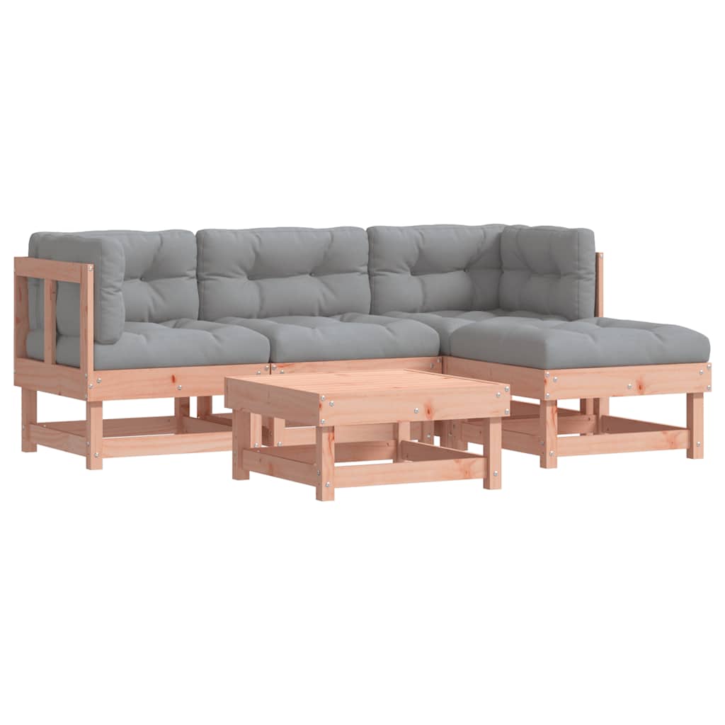 Set Divani Giardino 5 pz con Cuscini Legno Massello di Douglas