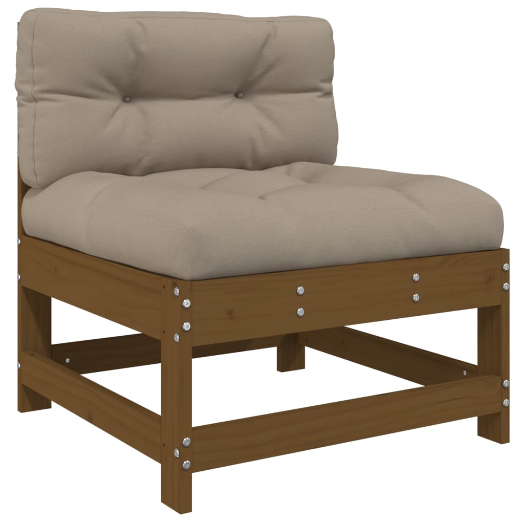 Set Divani da Giardino 5 pz con Cuscini in Legno Massello ambra