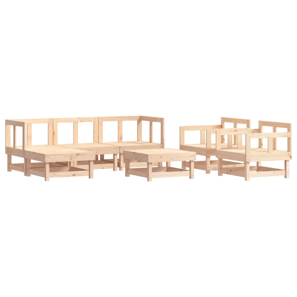 Set Divani da Giardino 7 pz con Cuscini in Legno Massello