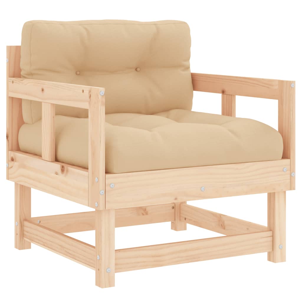 Set Divani da Giardino 7 pz con Cuscini in Legno Massello