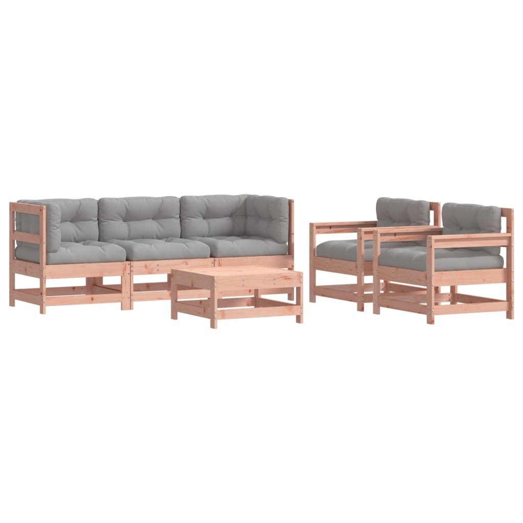 Set Divani Giardino 6 pz con Cuscini Legno Massello di Douglas