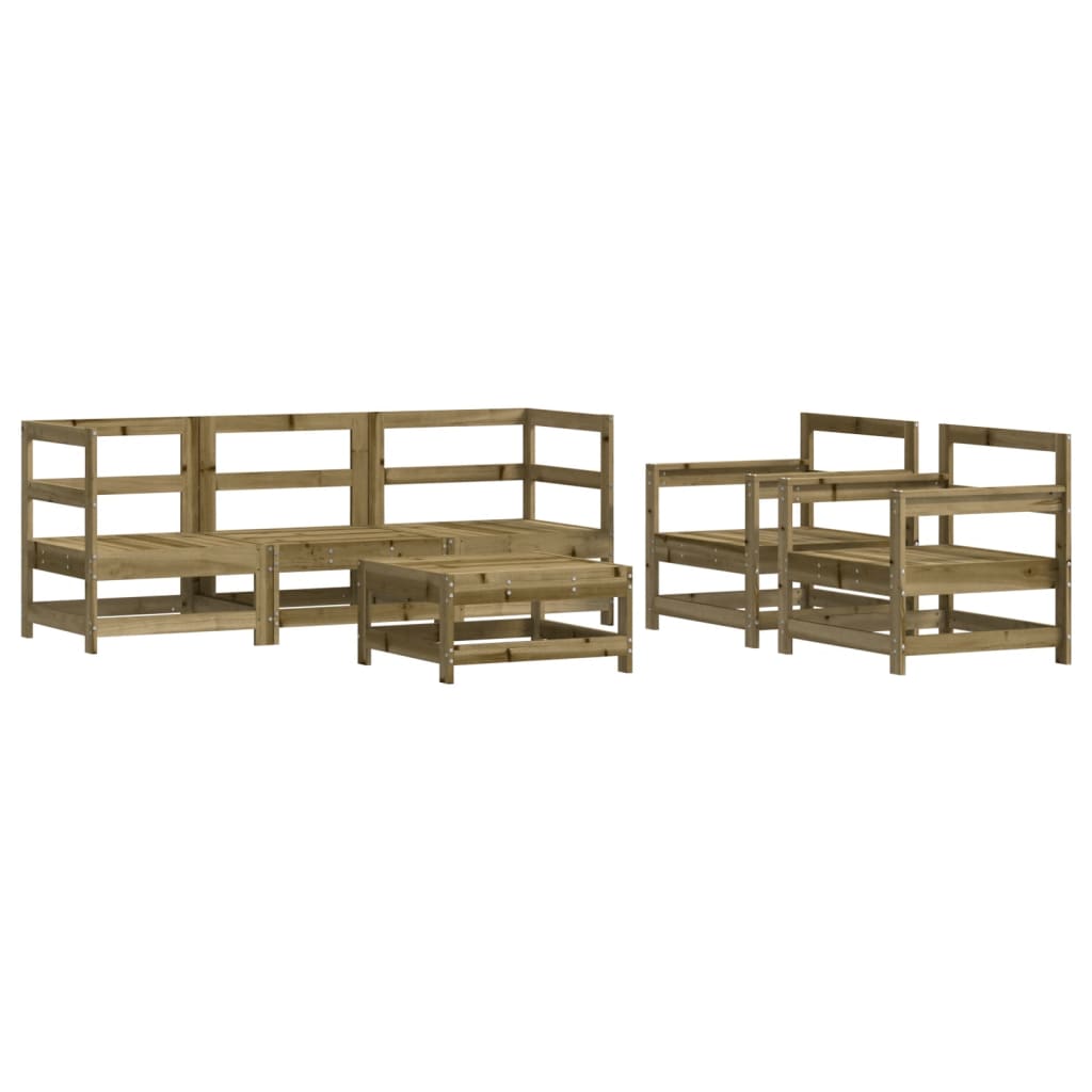 Set Divani da Giardino 6pz con Cuscini Legno Impregnato di Pino