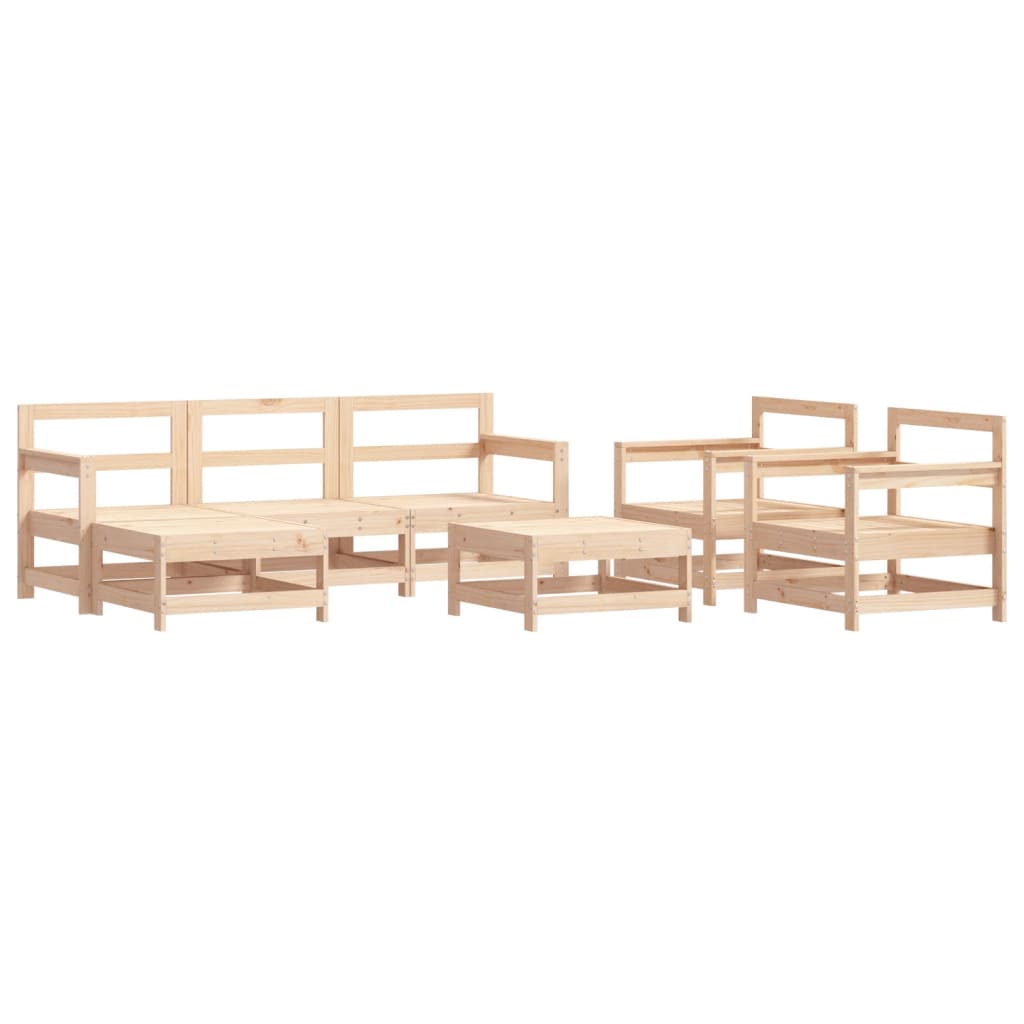 Set Divani da Giardino 7 pz con Cuscini in Legno Massello