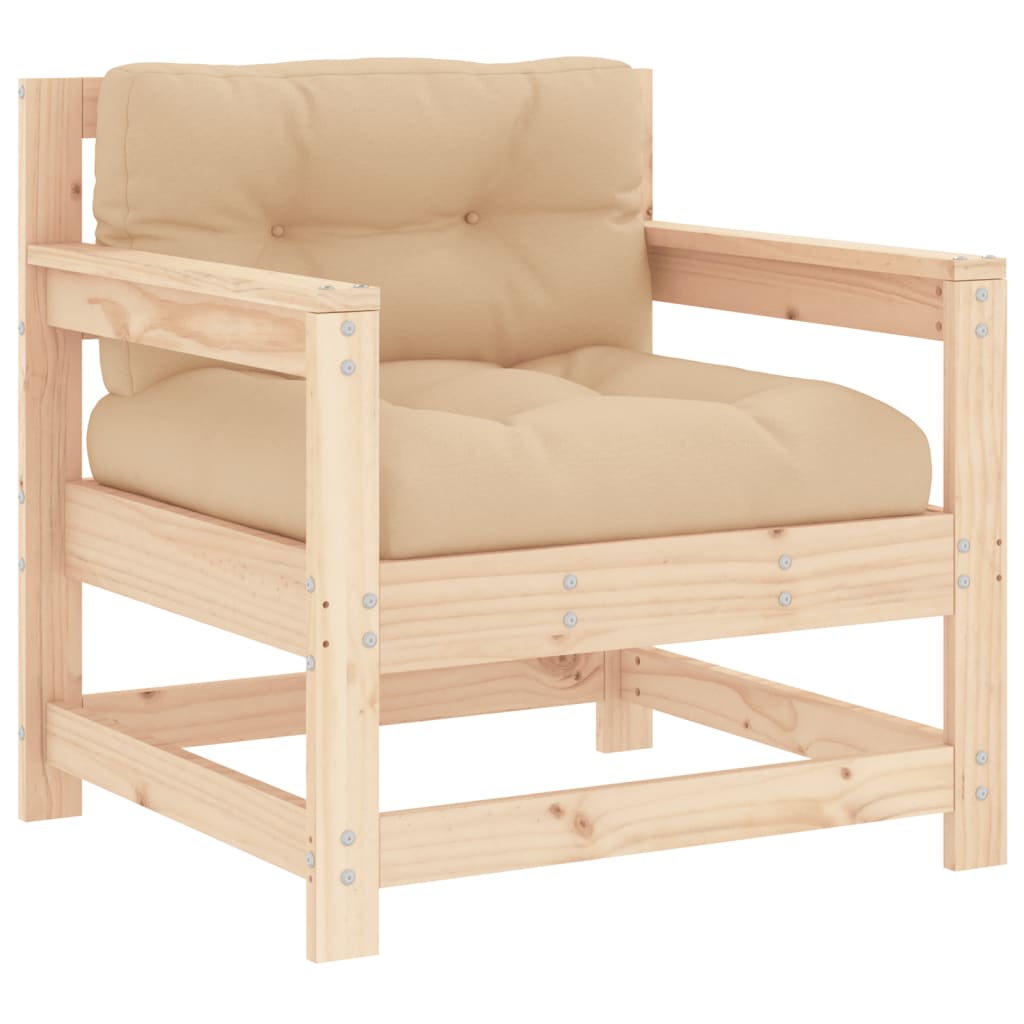 Set Divani da Giardino 7 pz con Cuscini in Legno Massello