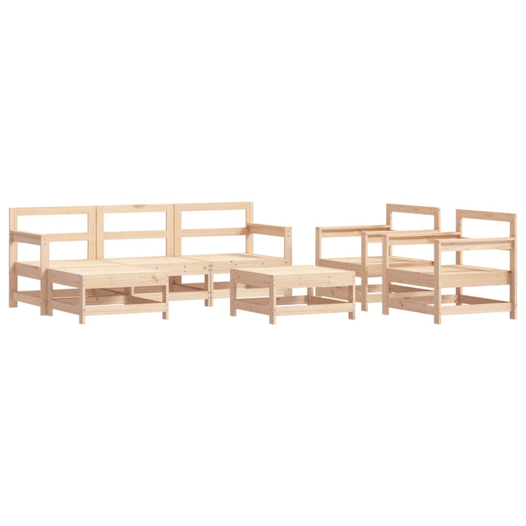 Set Divani da Giardino 7 pz con Cuscini in Legno Massello