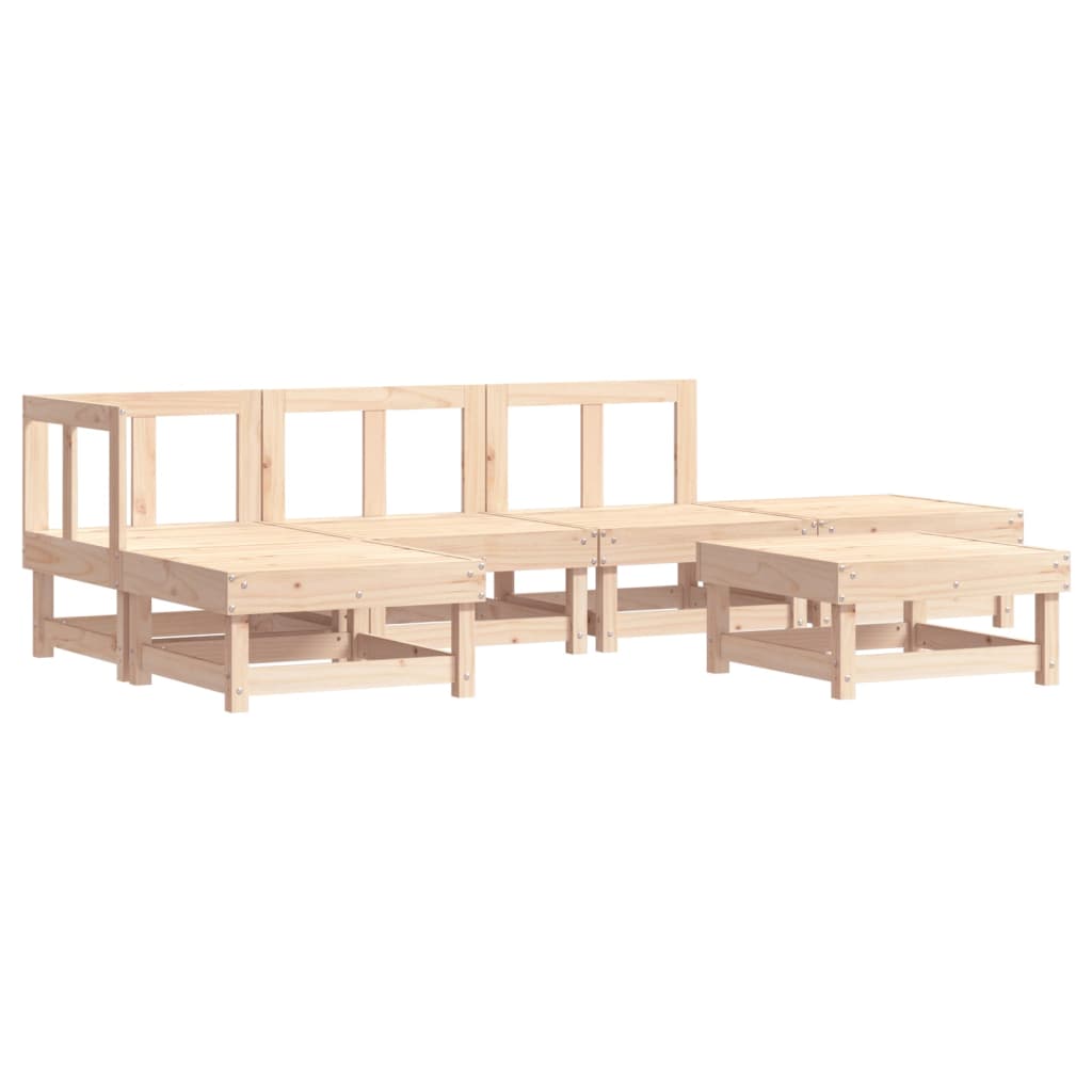 Set Divani da Giardino 6 pz con Cuscini in Legno Massello