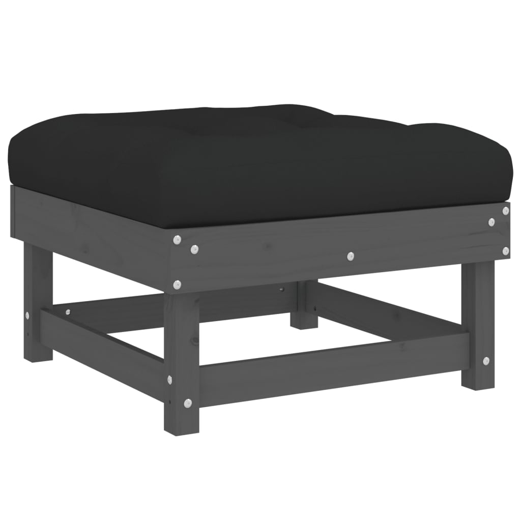 Set Divani da Giardino 6pz con Cuscini in Legno Massello Grigio