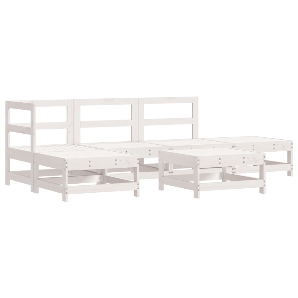 Set Divani da Giardino 6pz con Cuscini in Legno Massello Bianco