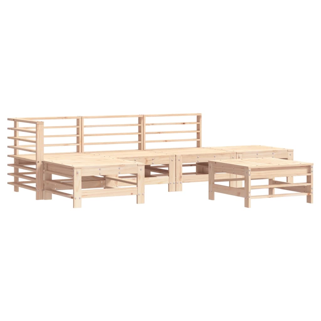 Set Divani da Giardino 6 pz con Cuscini in Legno Massello