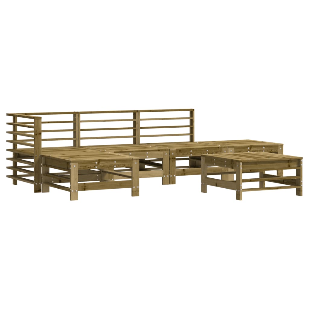 Set Divani da Giardino 6pz con Cuscini Legno Impregnato di Pino