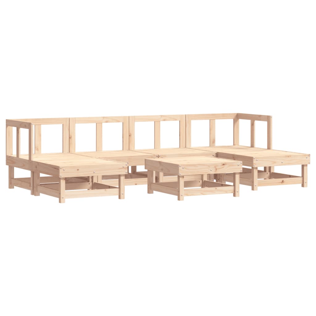 Set Divani da Giardino 7 pz con Cuscini in Legno Massello