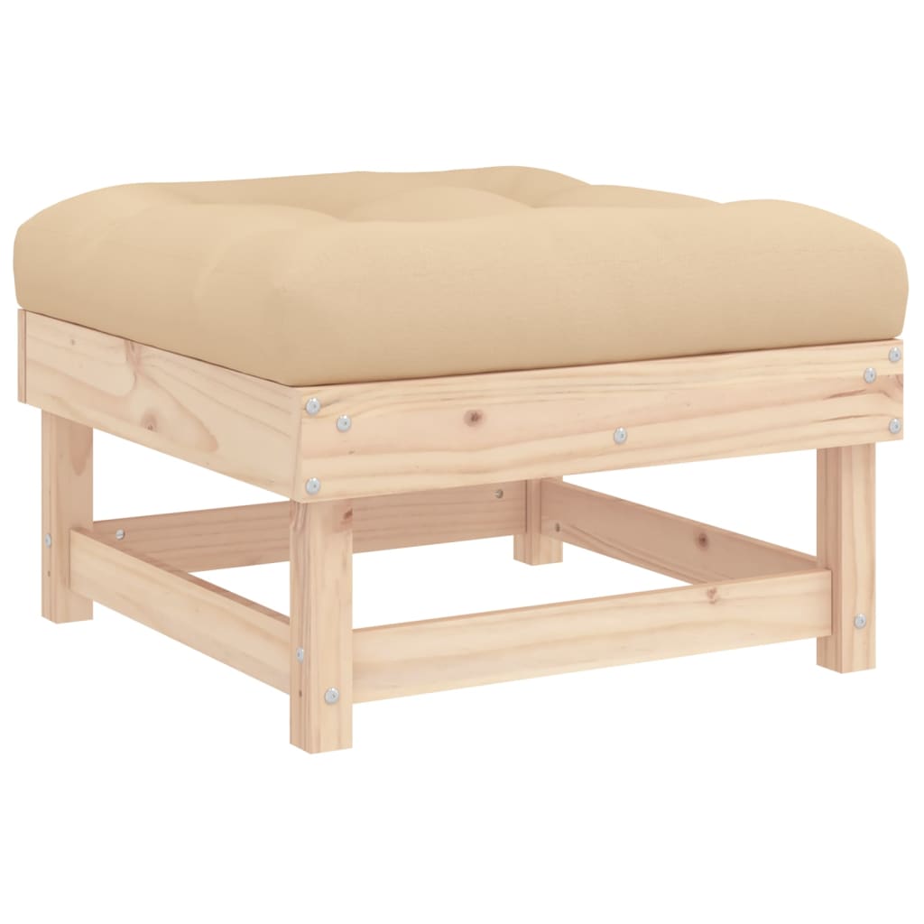 Set Divani da Giardino 7 pz con Cuscini in Legno Massello