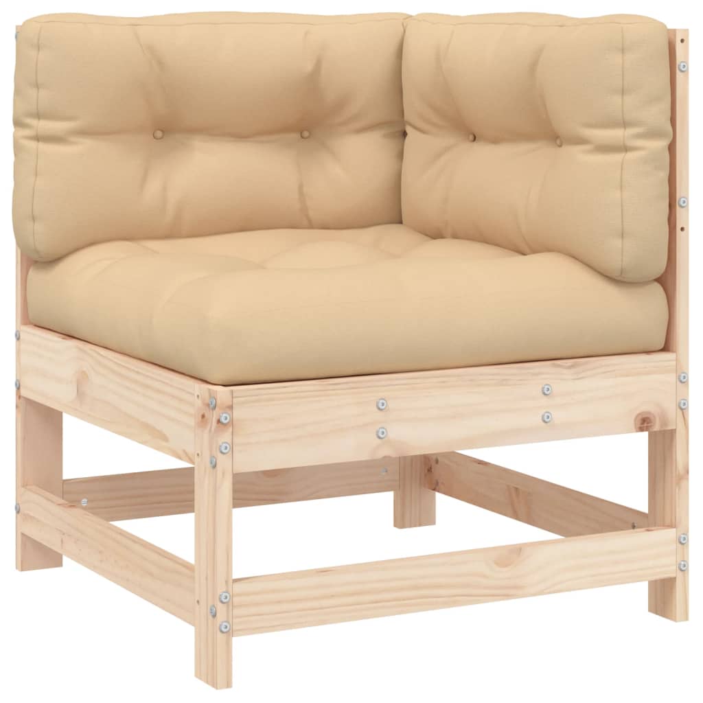 Set Divani da Giardino 7 pz con Cuscini in Legno Massello