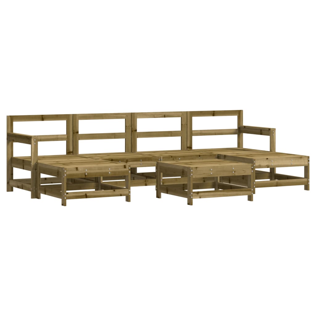 Set Divani da Giardino 7pz con Cuscini Legno Impregnato di Pino