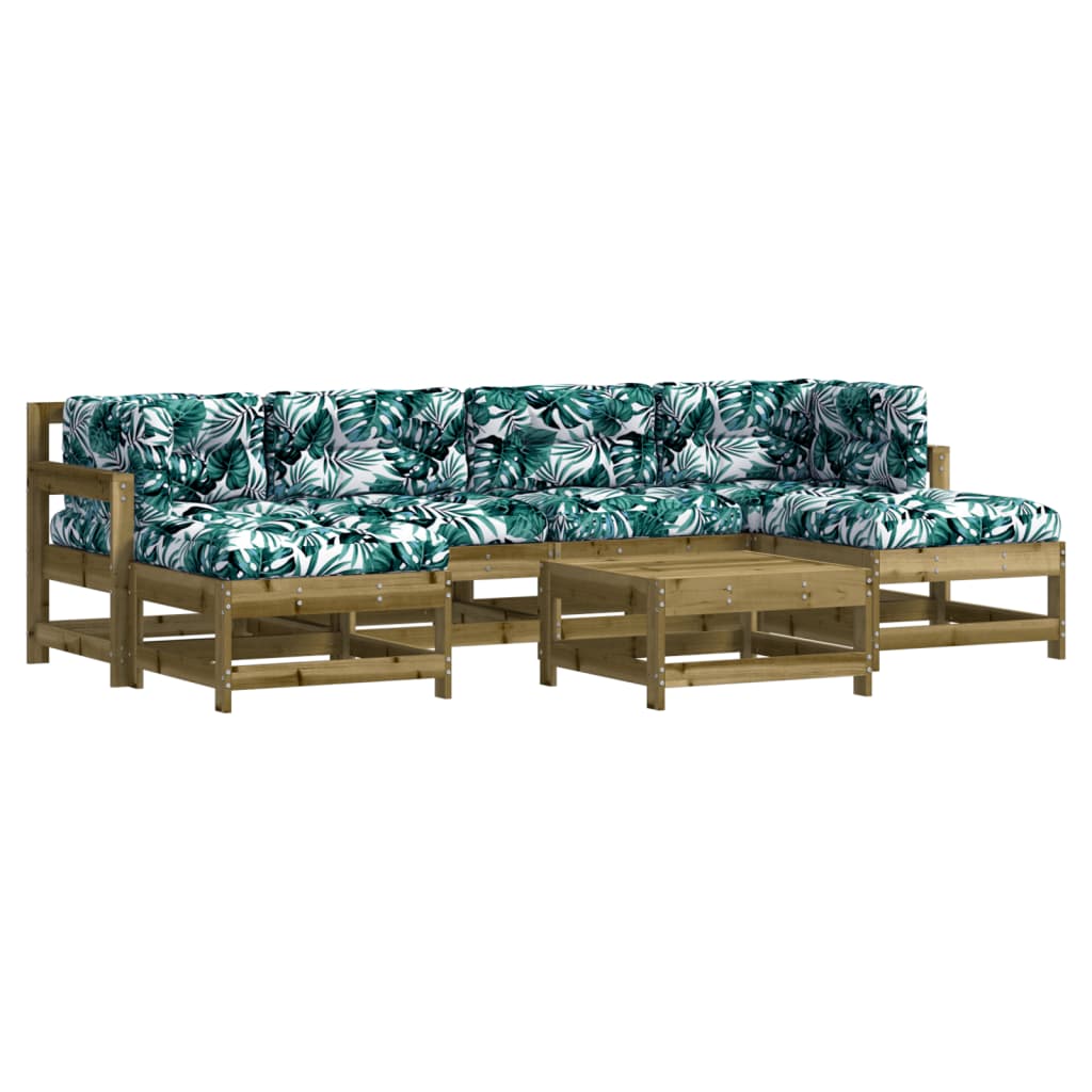 Set Divani da Giardino 7pz con Cuscini Legno Impregnato di Pino