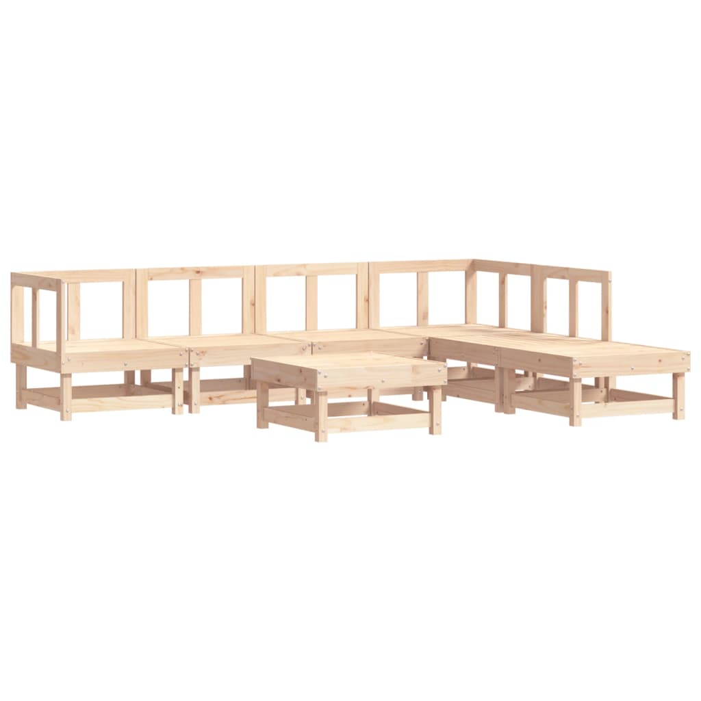 Set Divani da Giardino 7 pz con Cuscini in Legno Massello