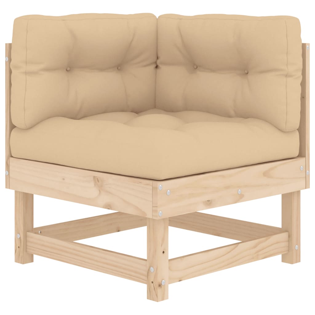Set Divani da Giardino 7 pz con Cuscini in Legno Massello