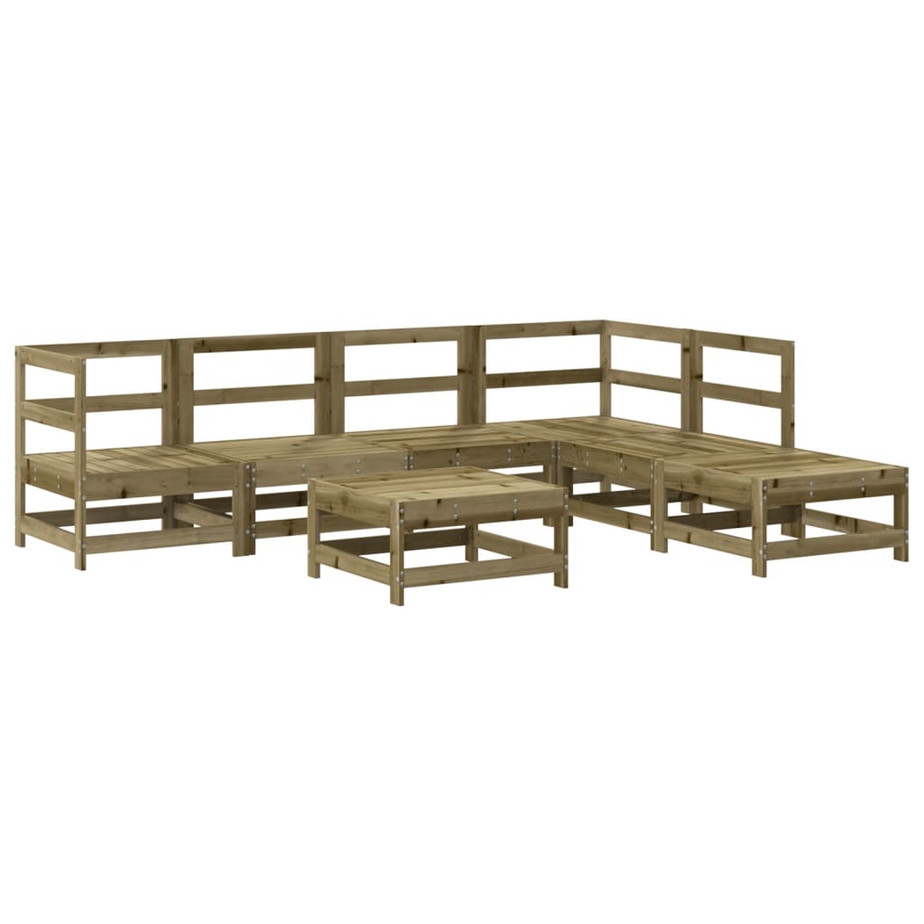 Set Divani da Giardino 7pz con Cuscini Legno Impregnato di Pino