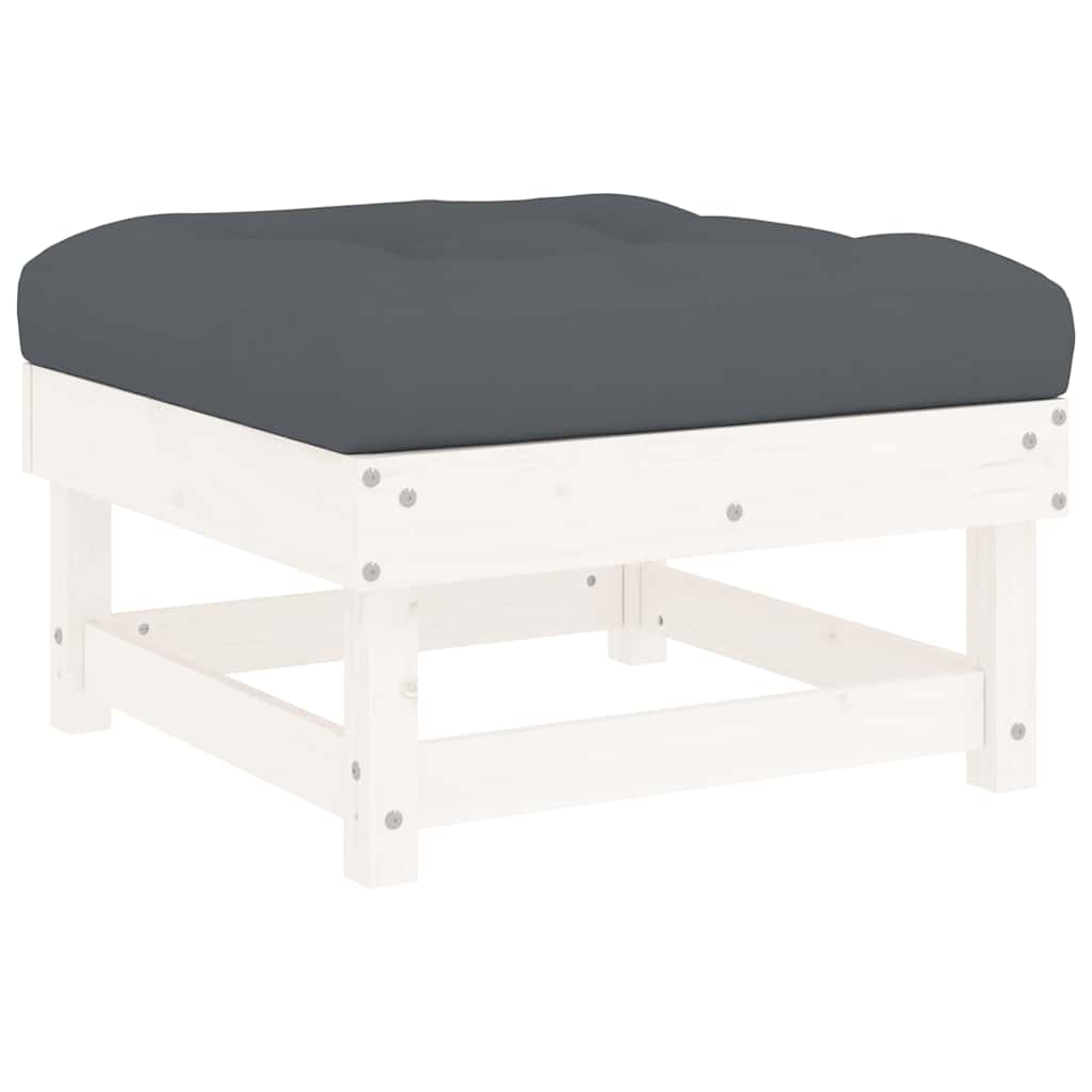 Set Divani da Giardino 6pz con Cuscini in Legno Massello Bianco