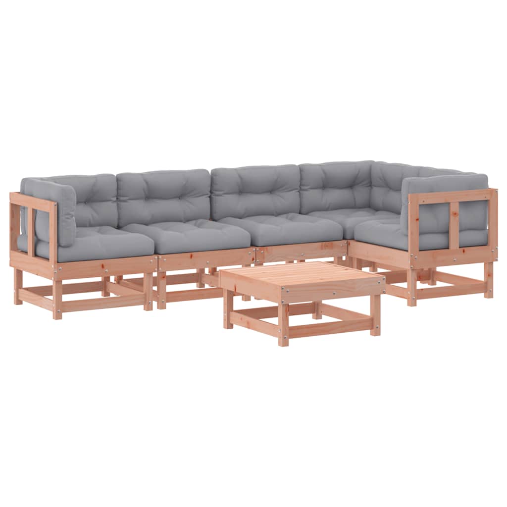 Set Divani Giardino 6 pz con Cuscini Legno Massello di Douglas