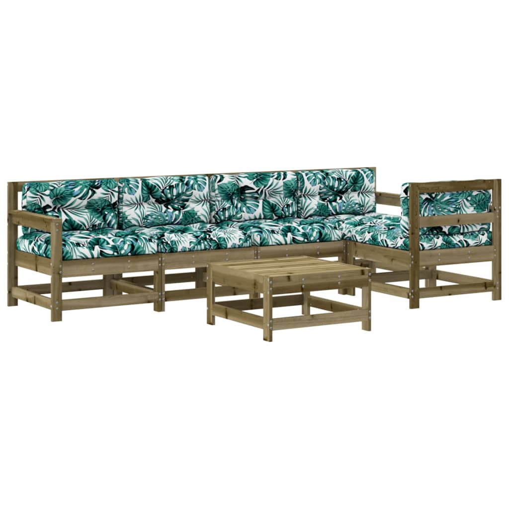 Set Divani da Giardino in Legno di Pino Impregnato 6 pz