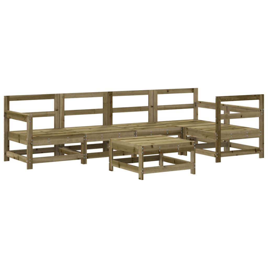 Set Divani da Giardino in Legno di Pino Impregnato 6 pz