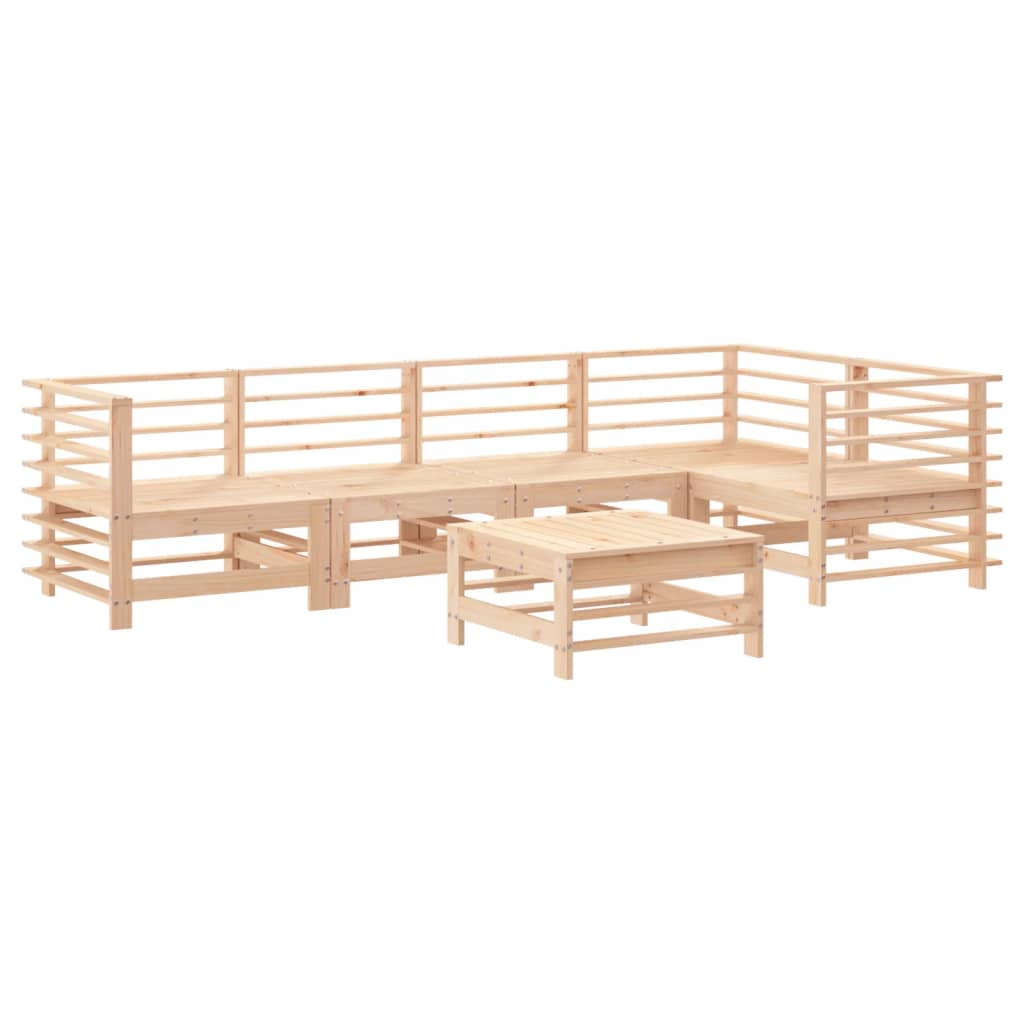 Set divani da giardino in pino con cuscini beige, 6 pz