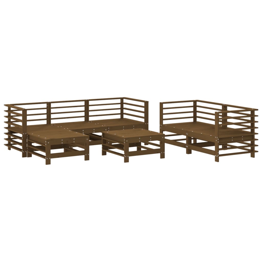 Set Salotto da Giardino 7 pz ambra in Legno Massello di Pino