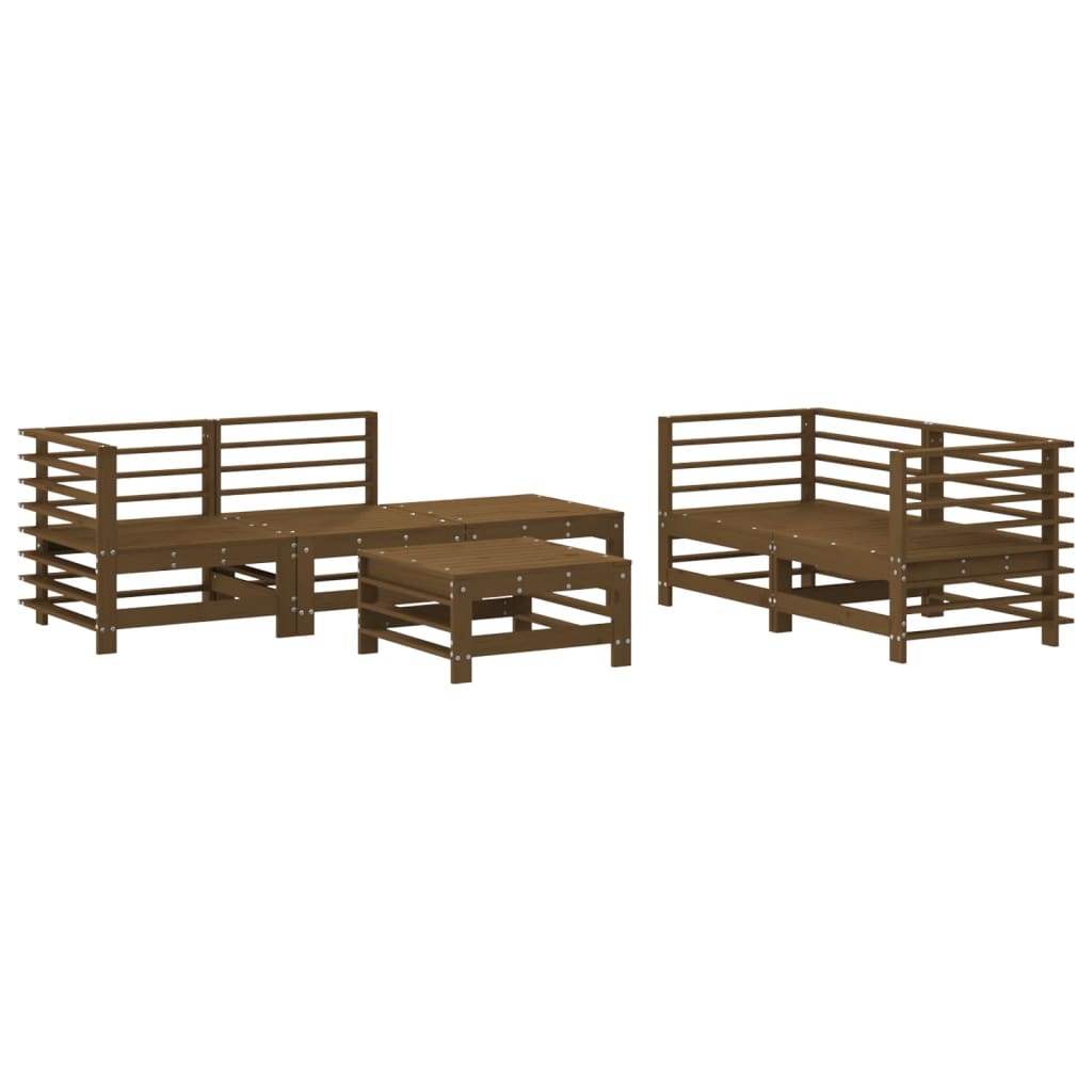 Set Salotto da Giardino 6 pz ambra in Legno Massello di Pino