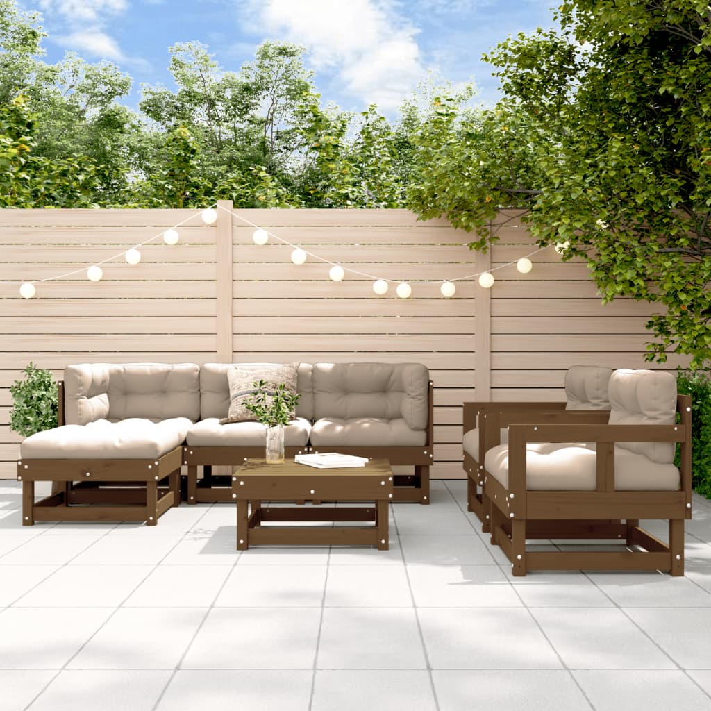 Set Salotto da Giardino 7 pz ambra in Legno Massello di Pino