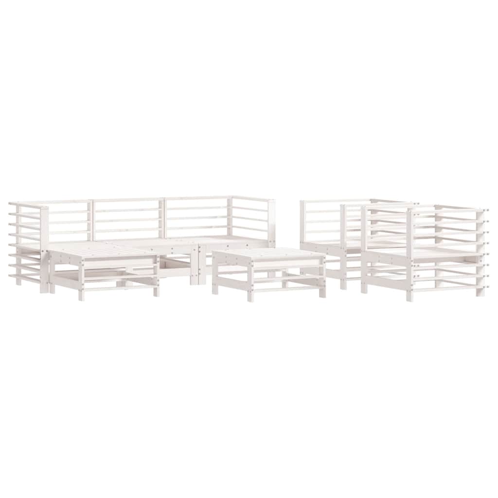 Salotto da Giardino 7 pz Bianco in Legno di Pino