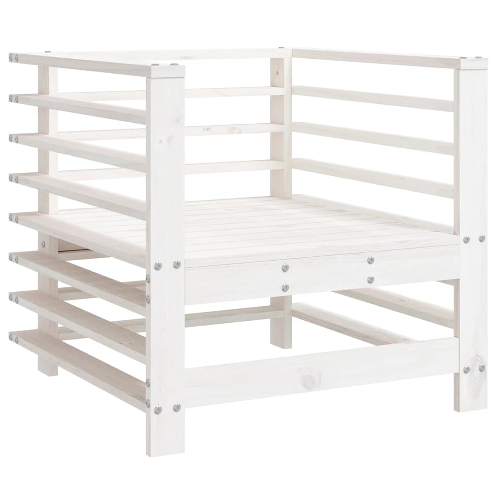 Salotto da Giardino 7 pz Bianco in Legno di Pino