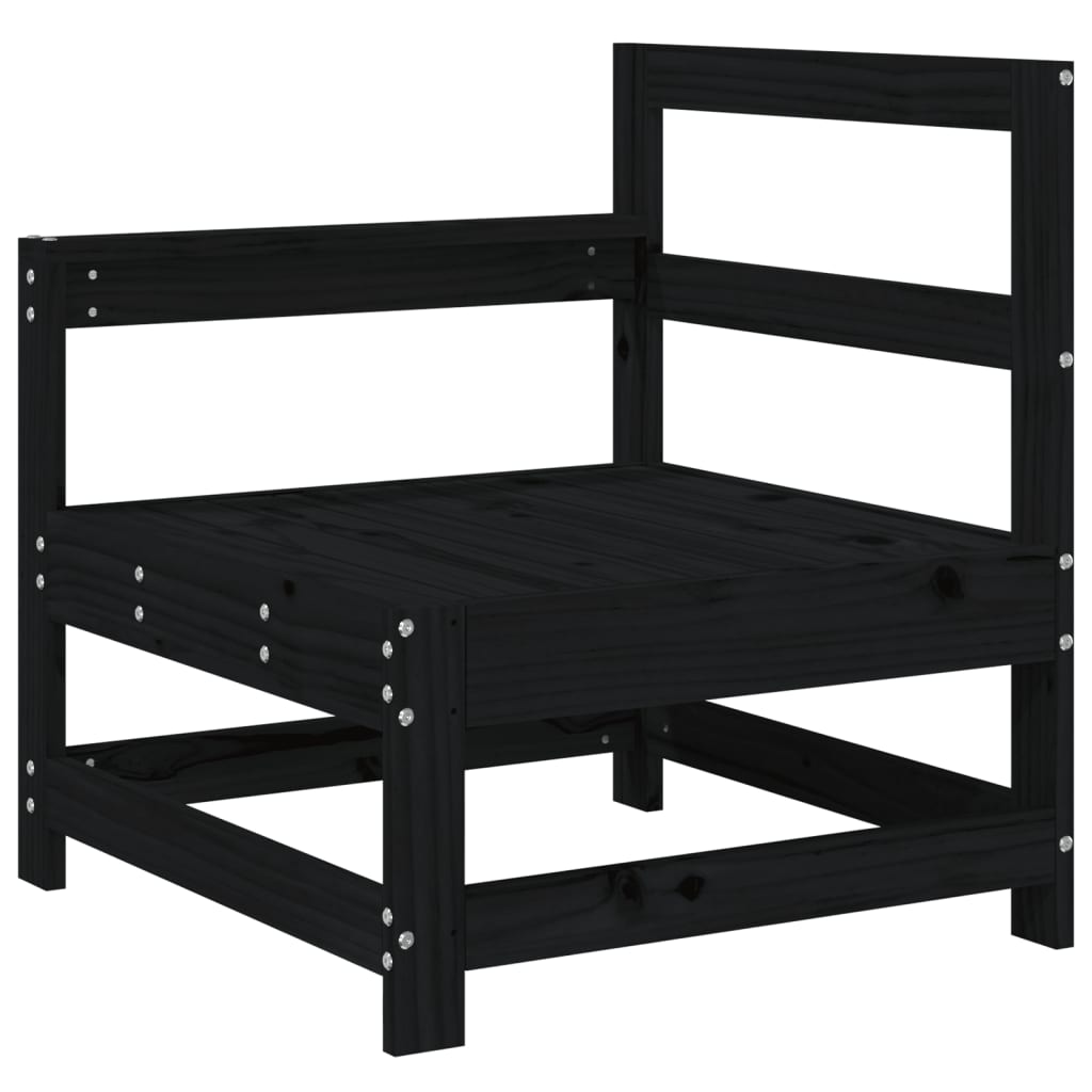 Salotto da Giardino 7 pz Nero in Legno di Pino Modulare