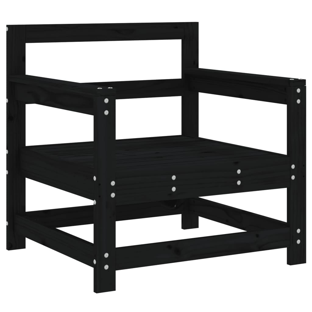 Salotto da Giardino 7 pz Nero in Legno di Pino Modulare