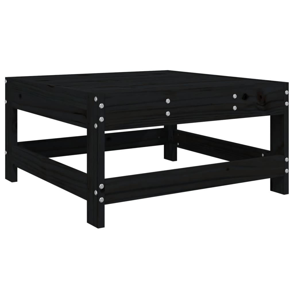 Salotto da Giardino 7 pz Nero in Legno di Pino Modulare