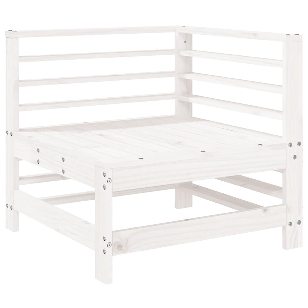 Salotto da giardino bianco 7 pz in legno di pino massello