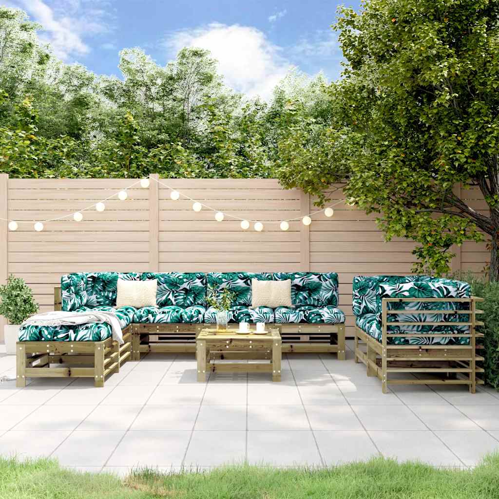 Salotto da giardino 9 pz in legno di pino impregnato