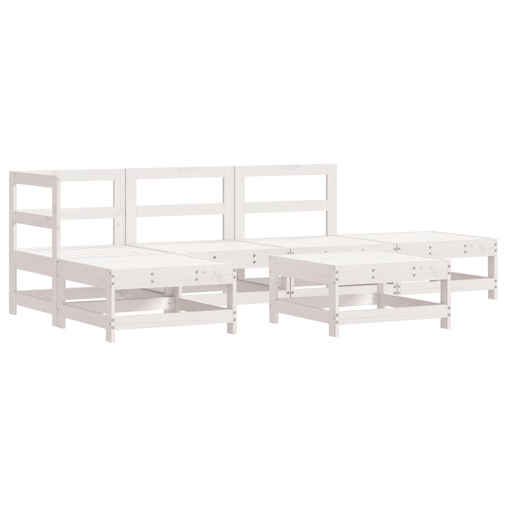 Salotto da Giardino 6 pz Bianco in Legno di Pino Massello
