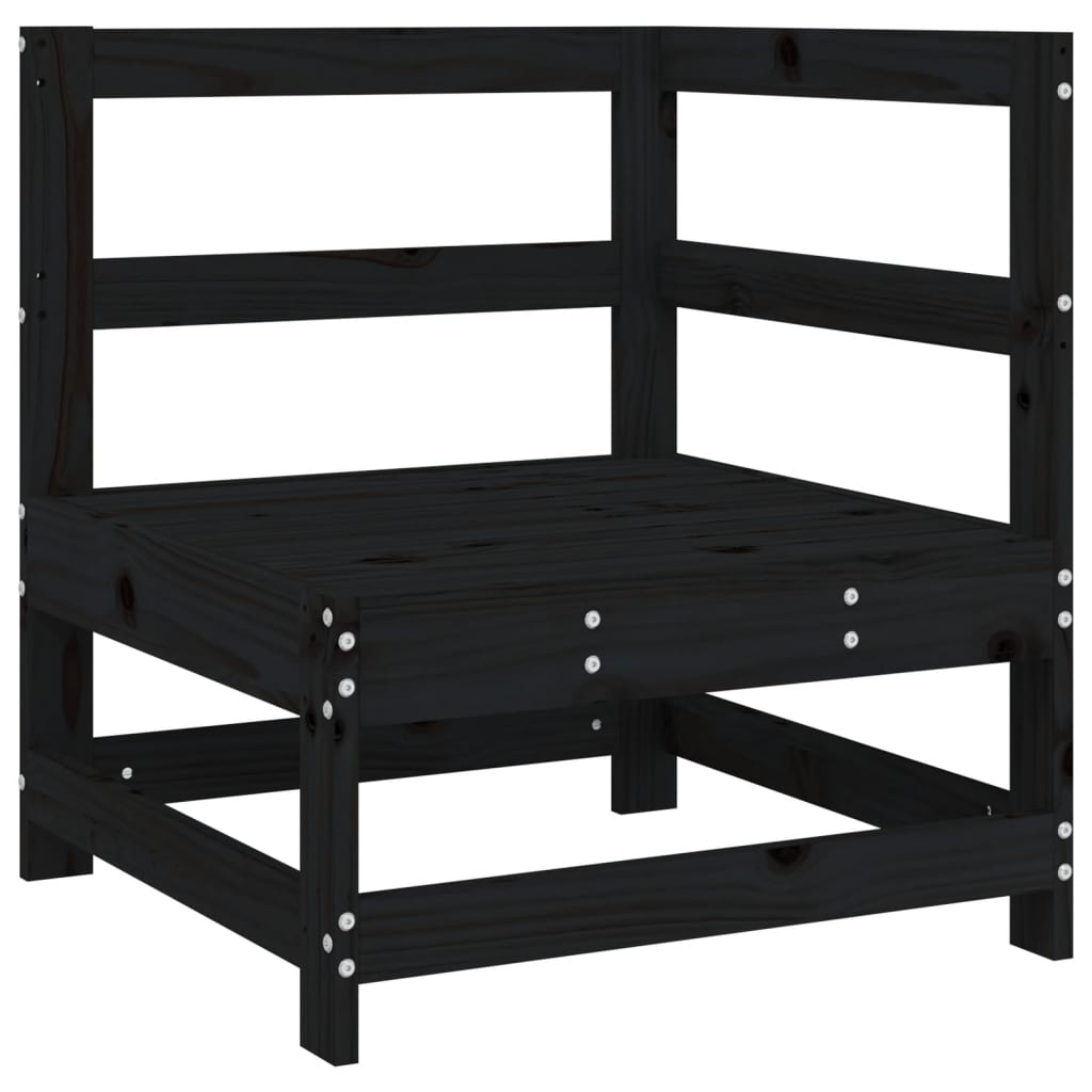 Set Salotto da Giardino 6 pz Nero in Legno Massello di Pino