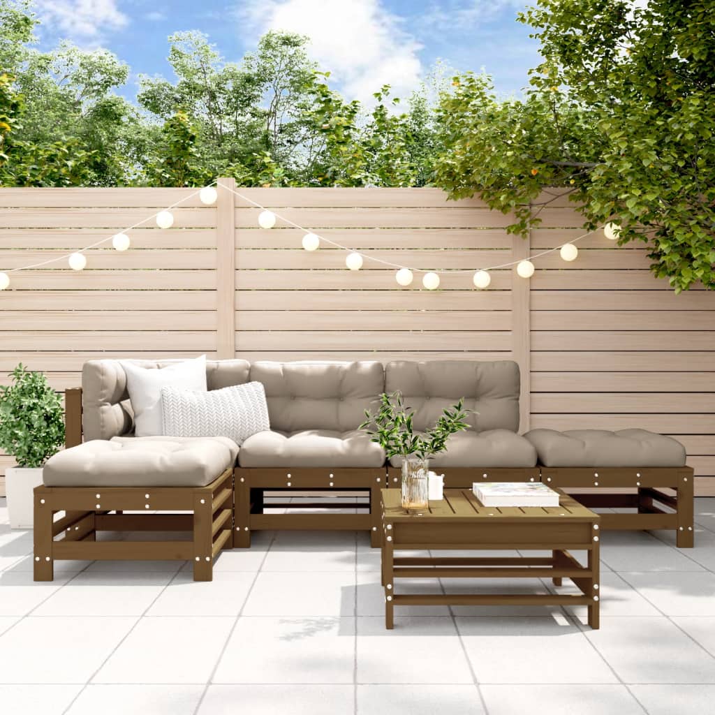 Set Salotto da Giardino 6 pz ambra in Legno Massello di Pino