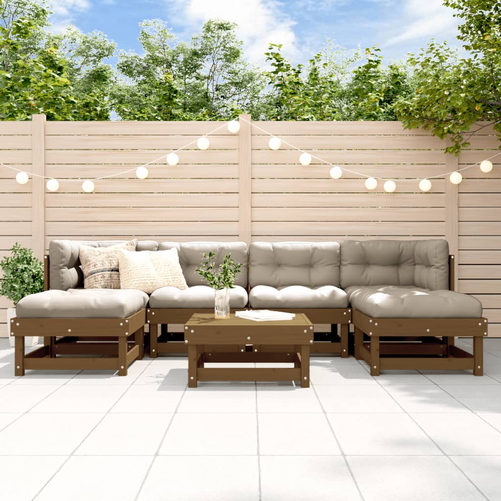 Set Salotto da Giardino 7 pz ambra in Legno Massello di Pino