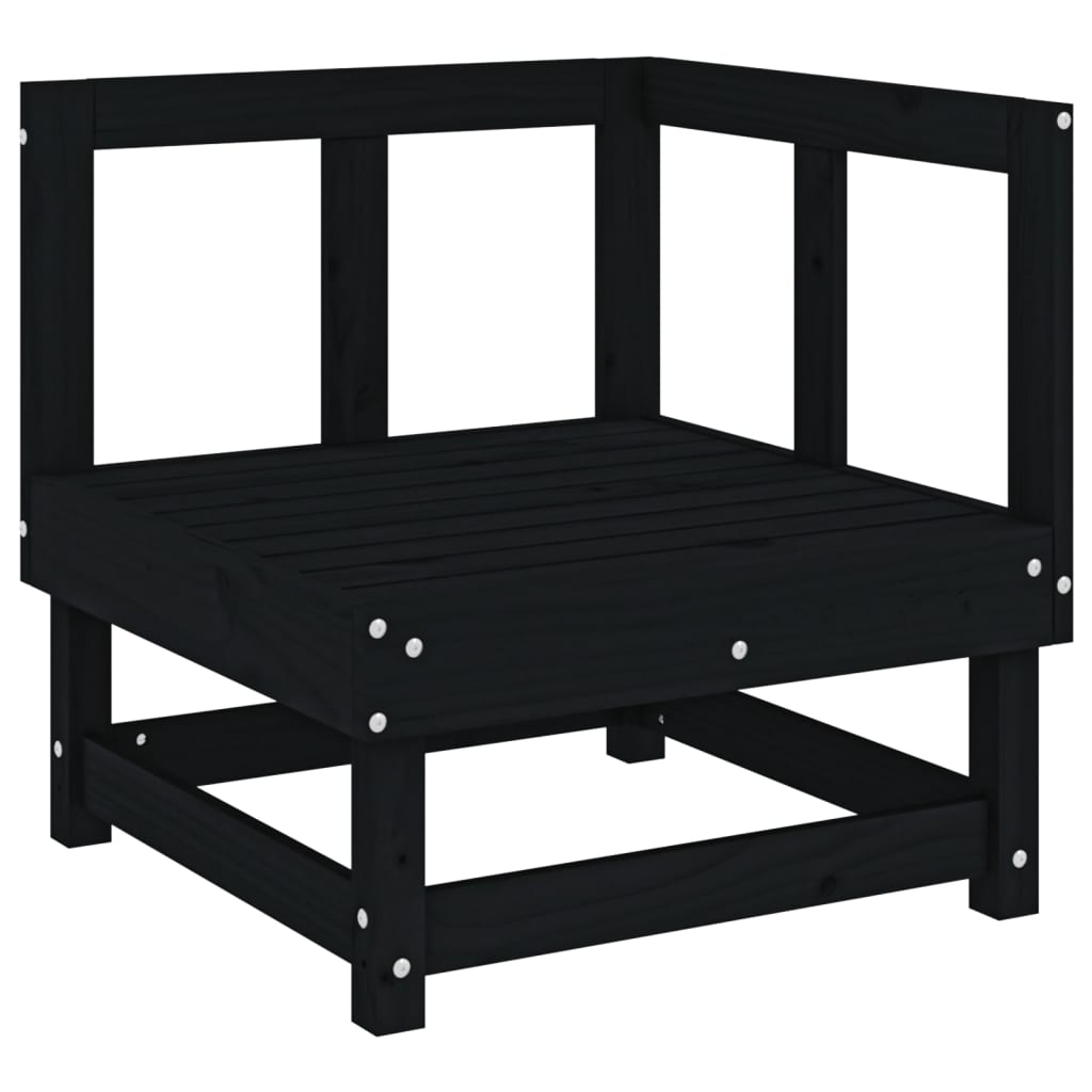 Set Salotto da Giardino 7 pz Nero in Legno Massello di Pino