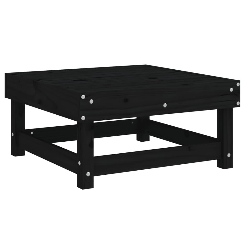 Set Salotto da Giardino 7 pz Nero in Legno Massello di Pino